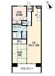 UR都市機構サンリバー美野島・松居 2LDKの間取図画像