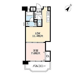 UR都市機構ポートハイツ築港本町 1LDKの間取図画像