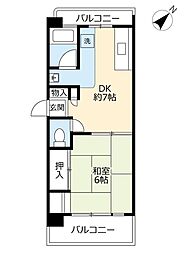 UR都市機構堅粕三丁目団地 1DKの間取図画像