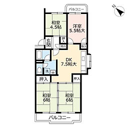 UR都市機構春日公園27 4DKの間取図画像