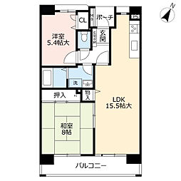 UR都市機構アーベインルネス諸岡4号棟 2LDKの間取図画像