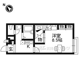 京阪本線 枚方市駅 徒歩25分の賃貸アパート 2階1Kの間取り
