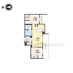 シャーメゾン　レソール 206 2階2LDKの間取り
