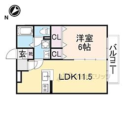 ベルポスト 1階1LDKの間取り