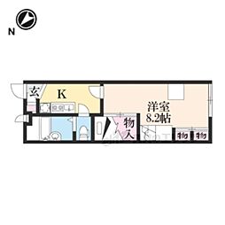 JR片町線(学研都市線) 藤阪駅 徒歩21分の賃貸アパート 1階1Kの間取り