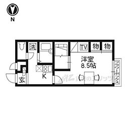 レオパレスヴィラージュロータス 1階1Kの間取り