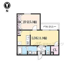 シエーナ楠葉ジェミオス 306 3階1LDKの間取り