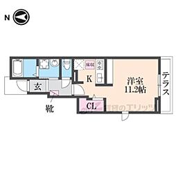 シャルマンコート 1階ワンルームの間取り