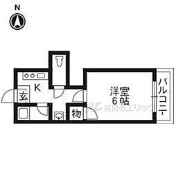 ハイツカトレア 2階1Kの間取り