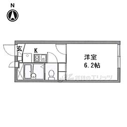 京阪本線 萱島駅 徒歩10分の賃貸アパート 1階1Kの間取り