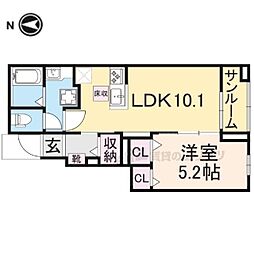 カルマカサ 1階1LDKの間取り