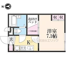 レオパレス上木田 1Kの間取図画像