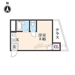 シャンテー甲斐田 ワンルームの間取図画像
