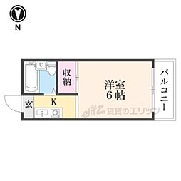 プレアール大峰元町 1Kの間取図画像