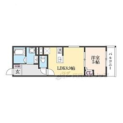 ウイング牧野駅前 1LDKの間取図画像