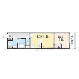 ウイング牧野駅前 1LDKの間取図画像