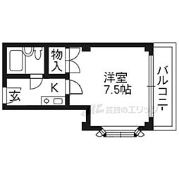 アートハイツ西崎 1Kの間取図画像