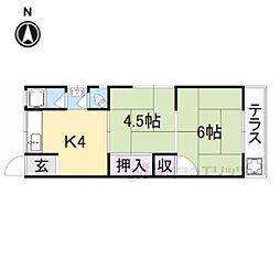 田中コーポ 2Kの間取図画像