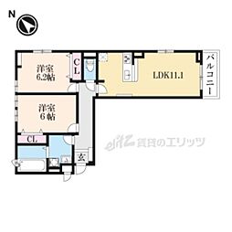 ハルカ 2LDKの間取図画像
