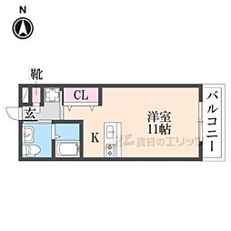 シャンテー御殿山2番館 ワンルームの間取図画像