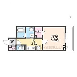 ハイドレンジア くずは 1Kの間取図画像