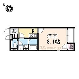 レオネクスト淀リヴィエール 1Kの間取図画像