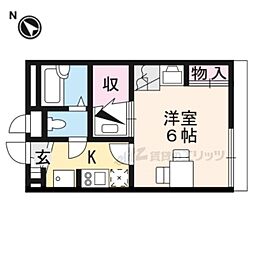 レオパレスプランタン四番館 1Kの間取図画像