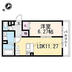 アムール招提 1LDKの間取図画像