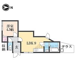 MAYUMIハイツ枚方16番館黄金野 1LDKの間取図画像