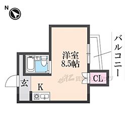 ルミエール牧野 ワンルームの間取図画像
