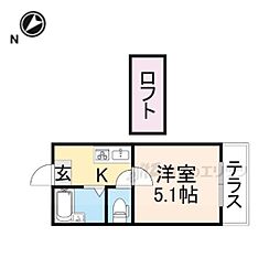 MAYUMIハイツ枚方12番館 ワンルームの間取図画像