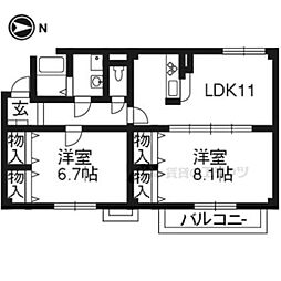 ラフレシール 2LDKの間取図画像