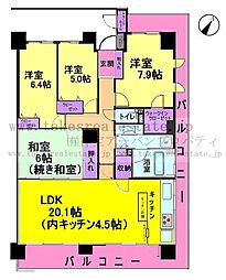 あおば山の手台グランジャルダン壱番館 6階4LDKの間取り