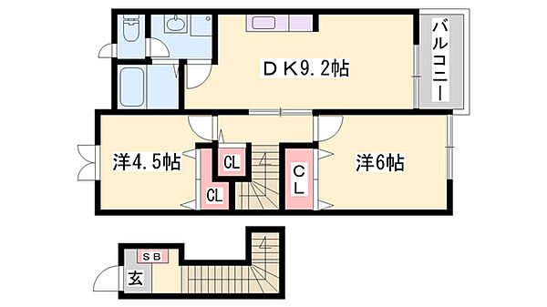 兵庫県西脇市野村町(賃貸アパート2DK・2階・51.67㎡)の写真 その2