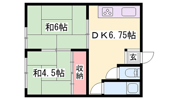 兵庫県西脇市西脇(賃貸アパート2DK・2階・29.00㎡)の写真 その3
