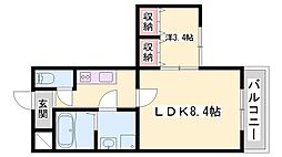 アプローズ加古川 1階1LDKの間取り