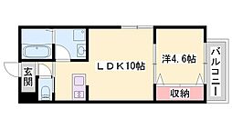 シェリル加古川 1階1LDKの間取り