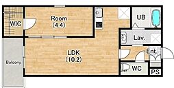 ジーメゾン大久保アスピダ 1階1LDKの間取り