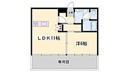 ブルックハイツB棟 1LDKの間取図画像