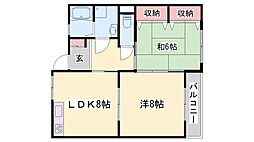 ハイフラット靜徳 2LDKの間取図画像
