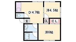 サニー土山コーポ 2DKの間取図画像