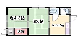 石塚荘 2Kの間取図画像