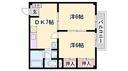 ハイムマコトA 2DKの間取図画像