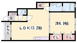 メゾン高本1番館 1LDKの間取図画像