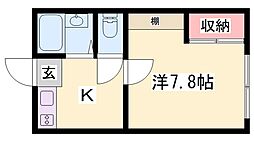 メゾンあまかわ 1Kの間取図画像