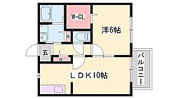 ル・シェモア 1LDKの間取図画像