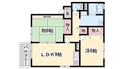 リバーコート 2DKの間取図画像