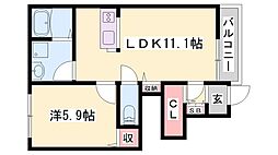 エレガンスコート西嶋 1LDKの間取図画像