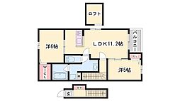 ノール・テリトワール2 2LDKの間取図画像