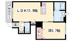 ハートフルヒルズ赤岸 1LDKの間取図画像